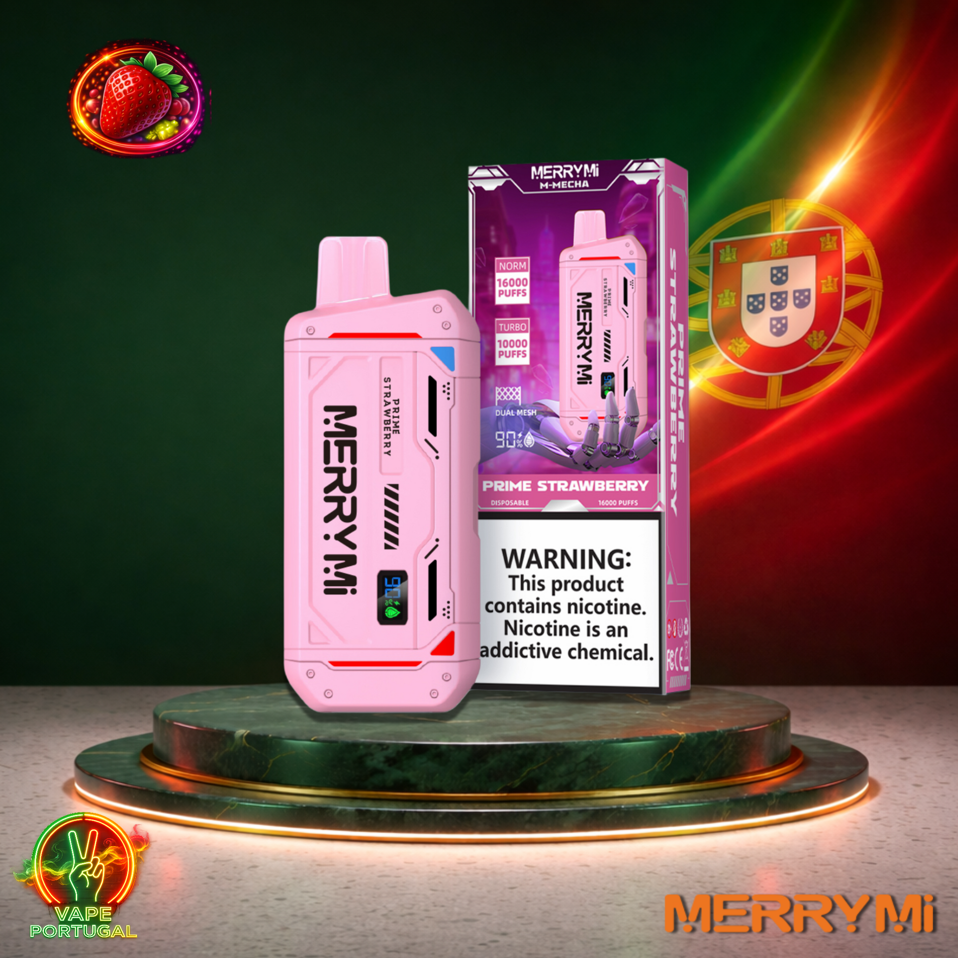Vape descartável MerryMi M Mecha 16K sabor Prime Strawberry 16000 puffs 16K tragadas mais barato