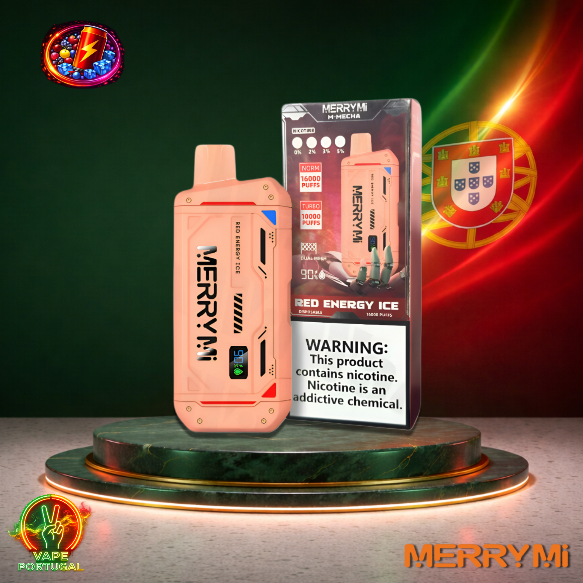 Vape descartável MerryMi M Mecha 16K sabor Red Energy Ice 16000 puffs 16K tragadas mais barato