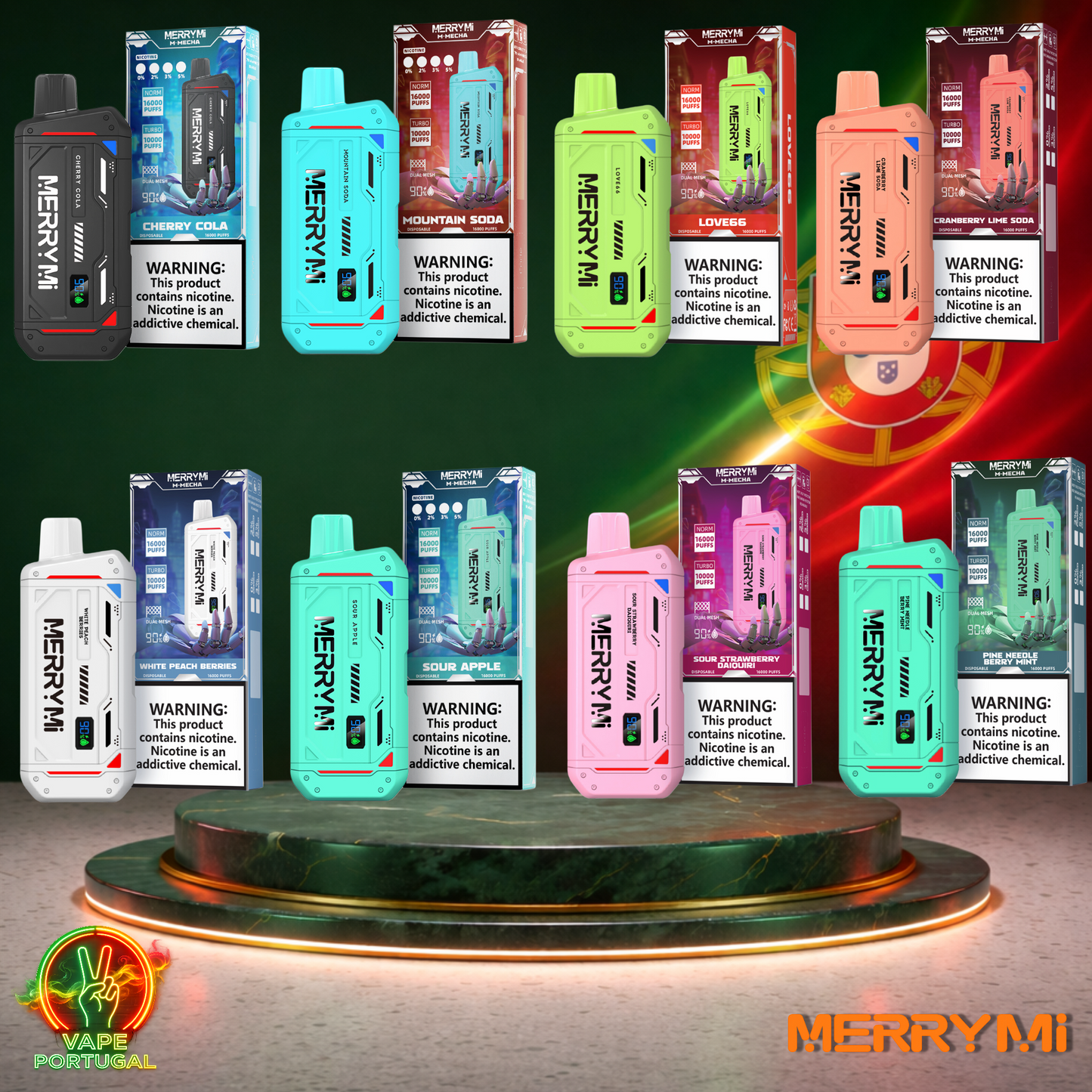 Vape descartável MerryMi M Mecha 16K sabor Vários Sabores 16000 puffs 16K tragadas mais barato