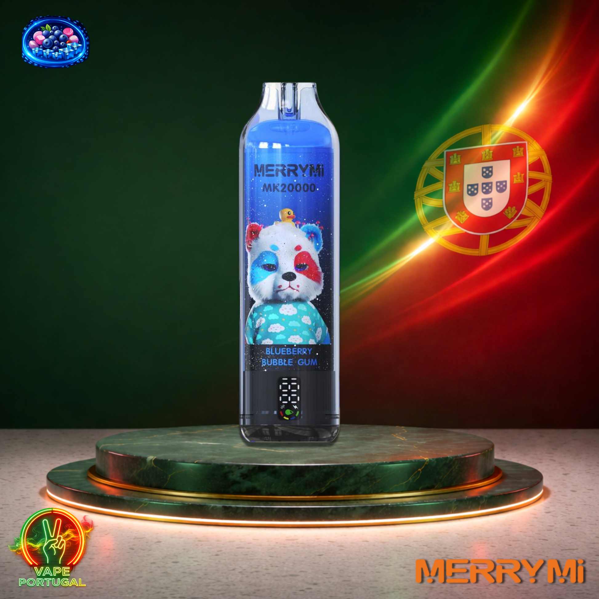 Vape descartável MerryMi MK 20000 20K sabor Blueberry Bubble Gum 20000 puffs 20K tragadas mais barato em Portugal