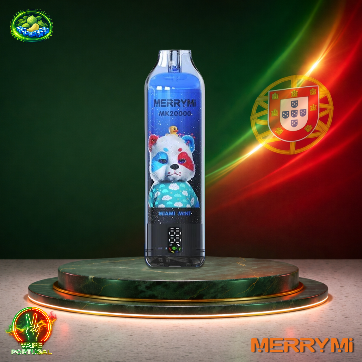 Vape descartável MerryMi MK 20000 20K sabor Miami Mint 20000 puffs 20K tragadas mais barato em Portugal