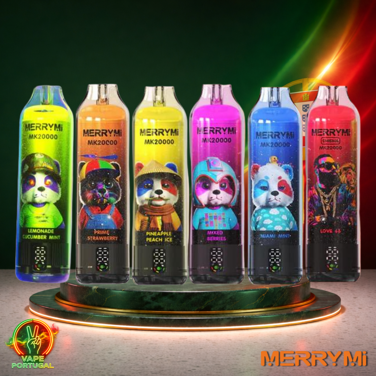 Vape descartável MerryMi MK 20000 20K vários sabores 20000 puffs 20K tragadas mais barato em Portugal
