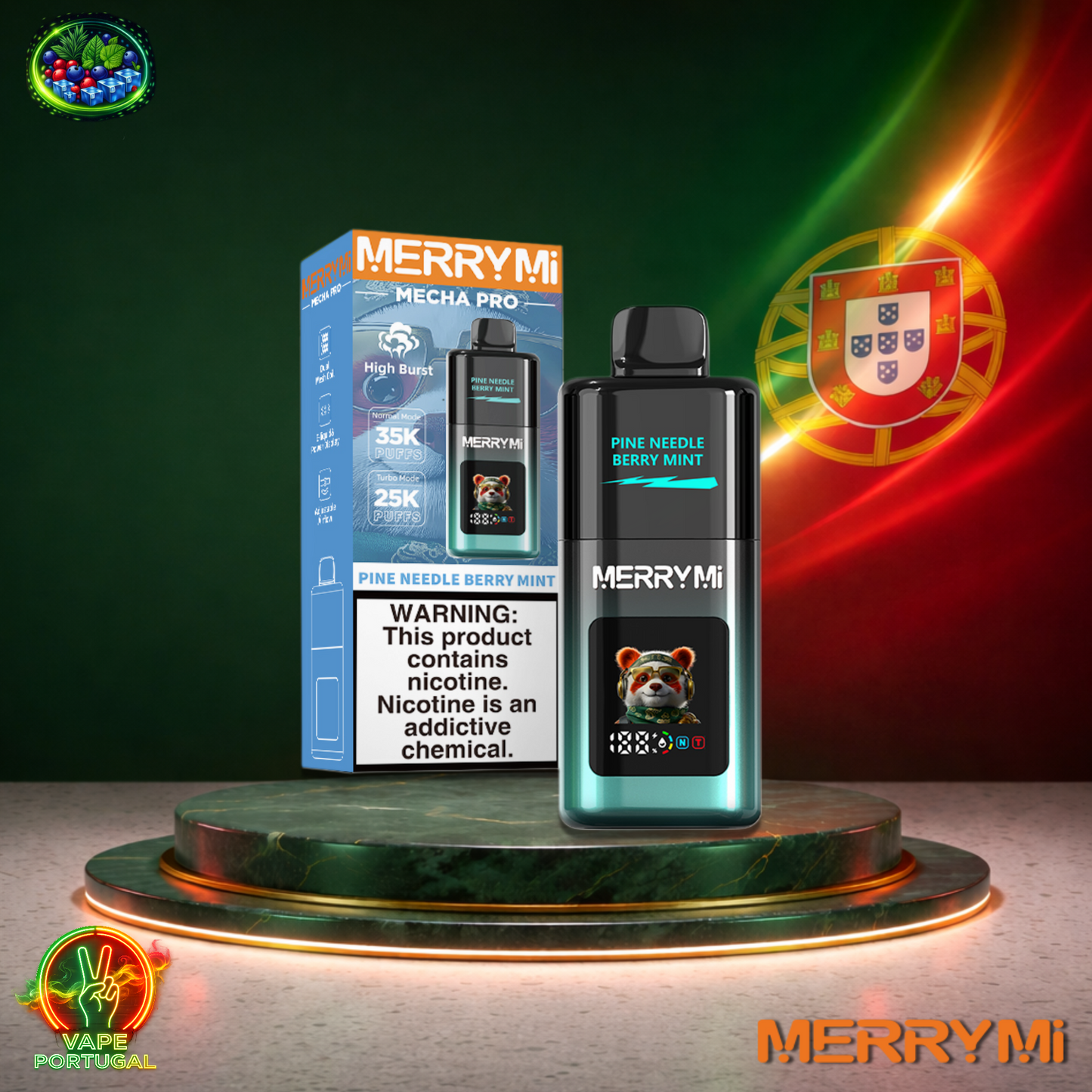Vape descartável MerryMi Mecha Pro 35K sabor Pine Needle Berry Mint 35000 puffs 35K tragadas mais barato