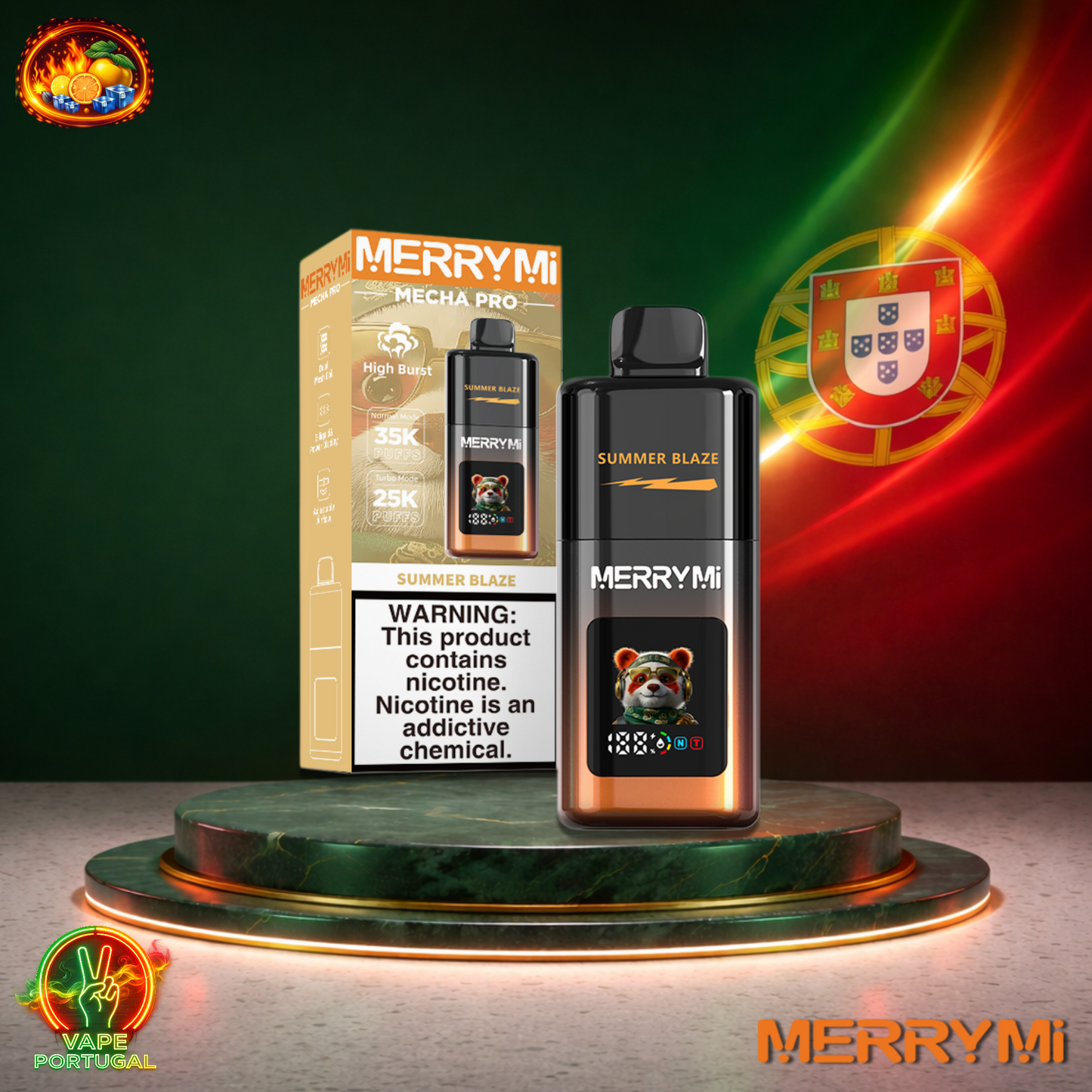 Vape descartável MerryMi Mecha Pro 35K sabor Summer Blaze 35000 puffs 35K tragadas mais barato