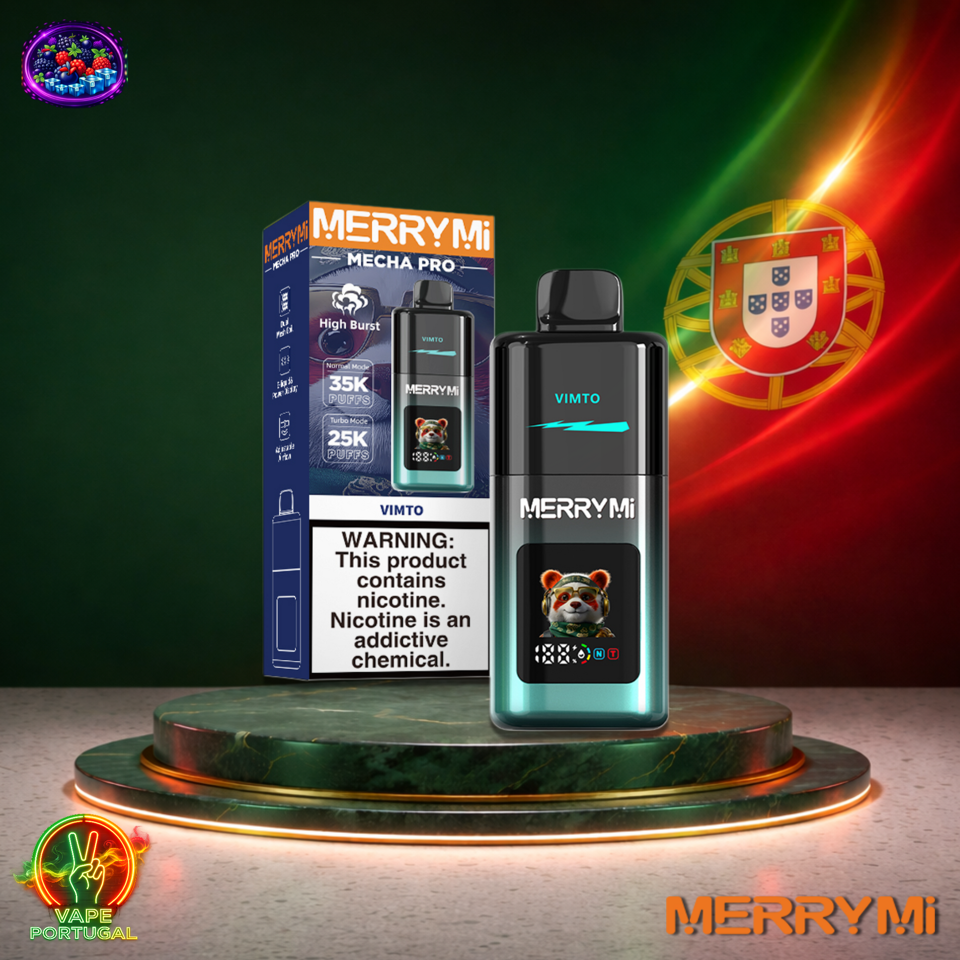 Vape descartável MerryMi Mecha Pro 35K sabor Vimto 35000 puffs 35K tragadas mais barato