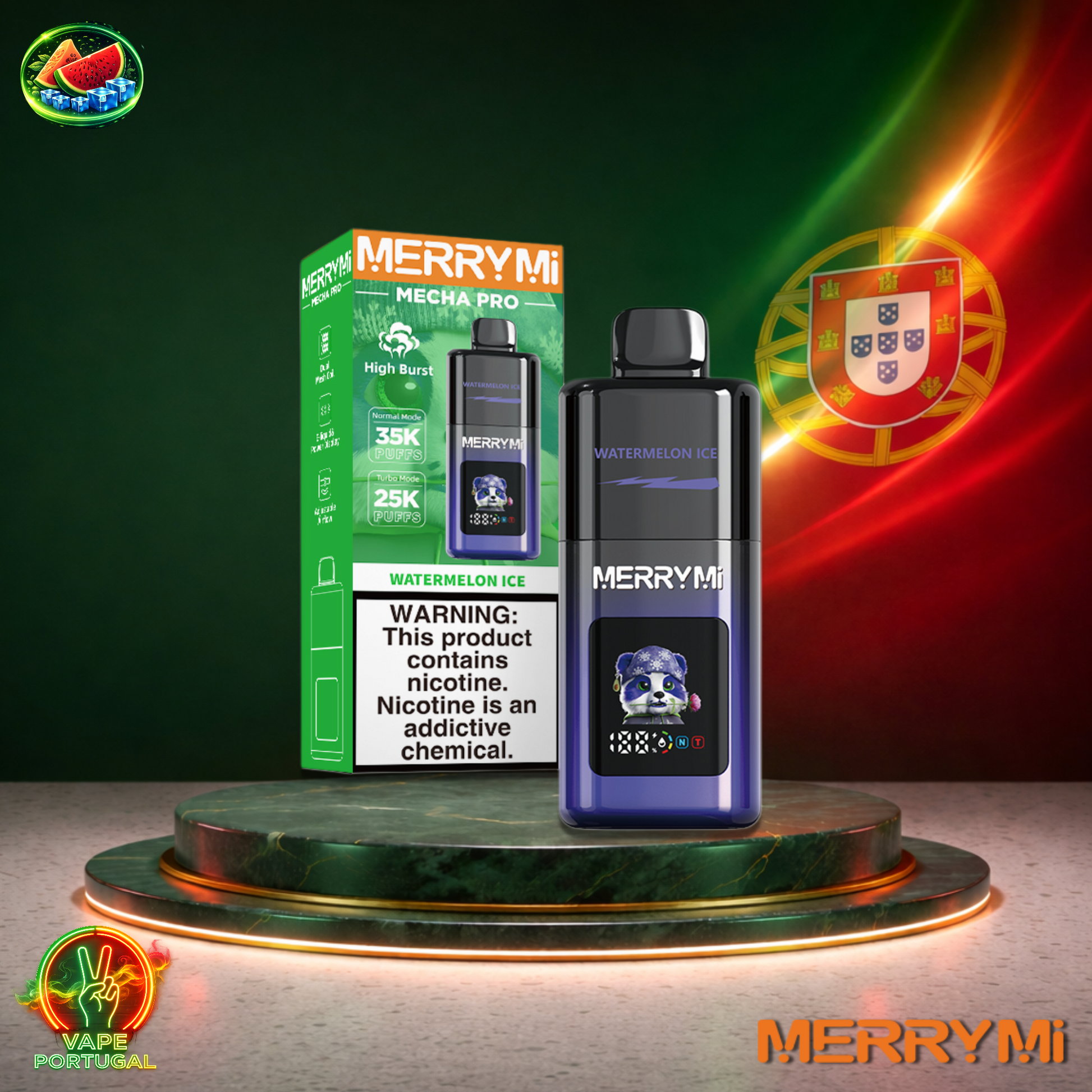 Vape descartável MerryMi Mecha Pro 35K sabor Watermelon Ice 35000 puffs 35K tragadas mais barato