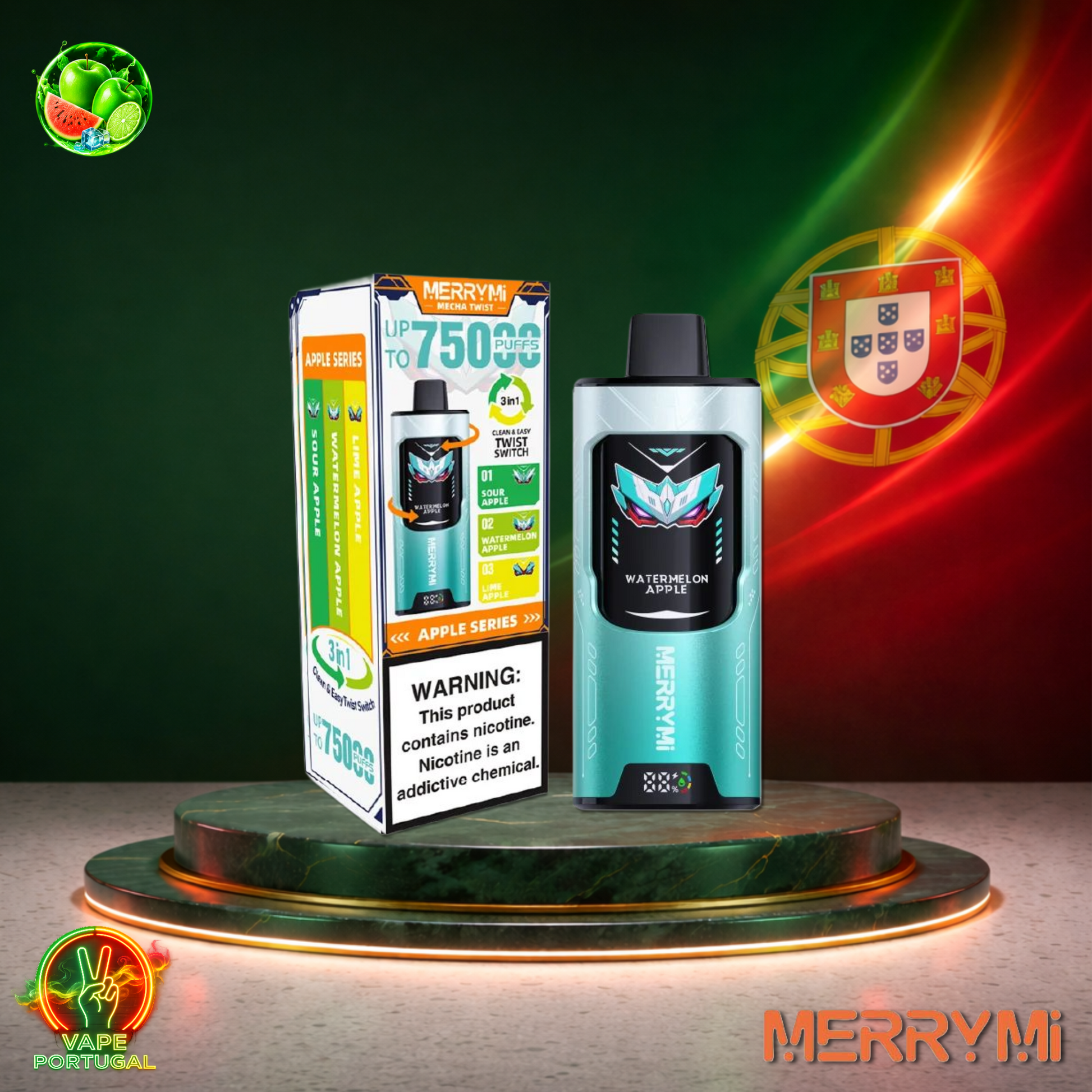 Vape descartável MerryMi Mecha Twist 75K Apple Series 75000 puffs comprar em Portugal