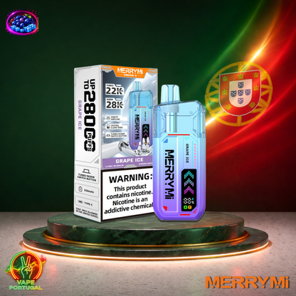 Vape descartável MerryMi Mecha X 28K sabor Grape Ice 28000 puffs 28K tragadas mais barato em Portugal