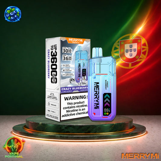 Vape descartável MerryMi Mecha X 36K sabor Crazy Blueberry 36000 puffs 36K tragadas mais barato