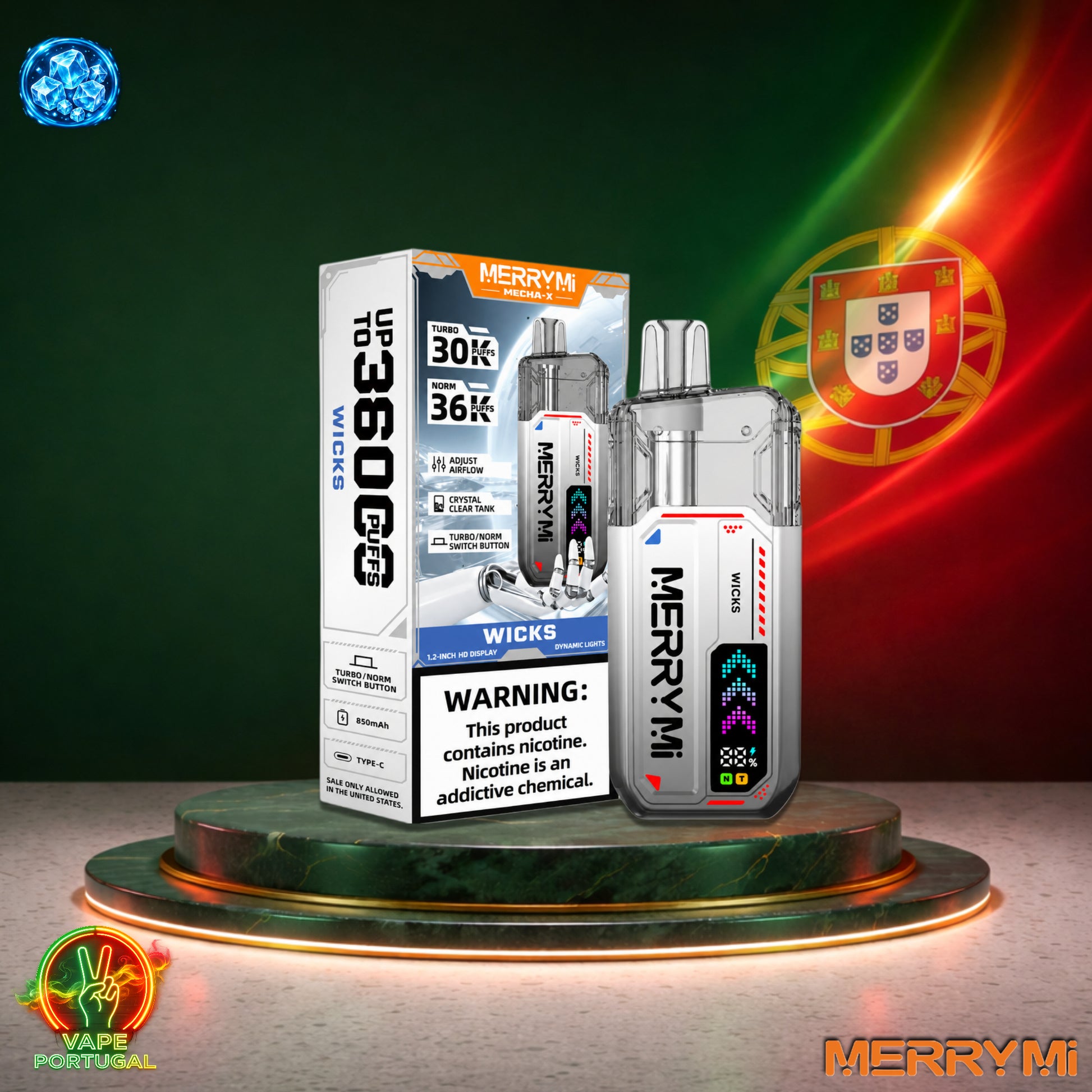 Vape descartável MerryMi Mecha X 36K sabor Wicks 36000 puffs 36K tragadas mais barato