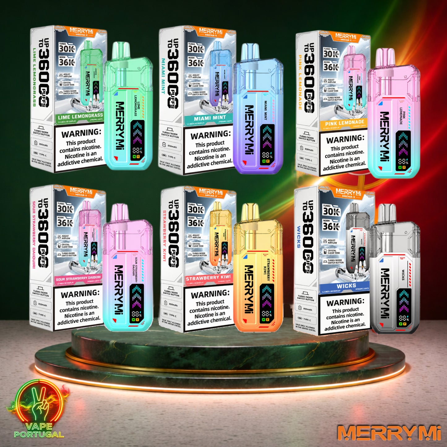 Vape descartável MerryMi Mecha X 36K sabor Mix 36000 puffs 36K tragadas mais barato