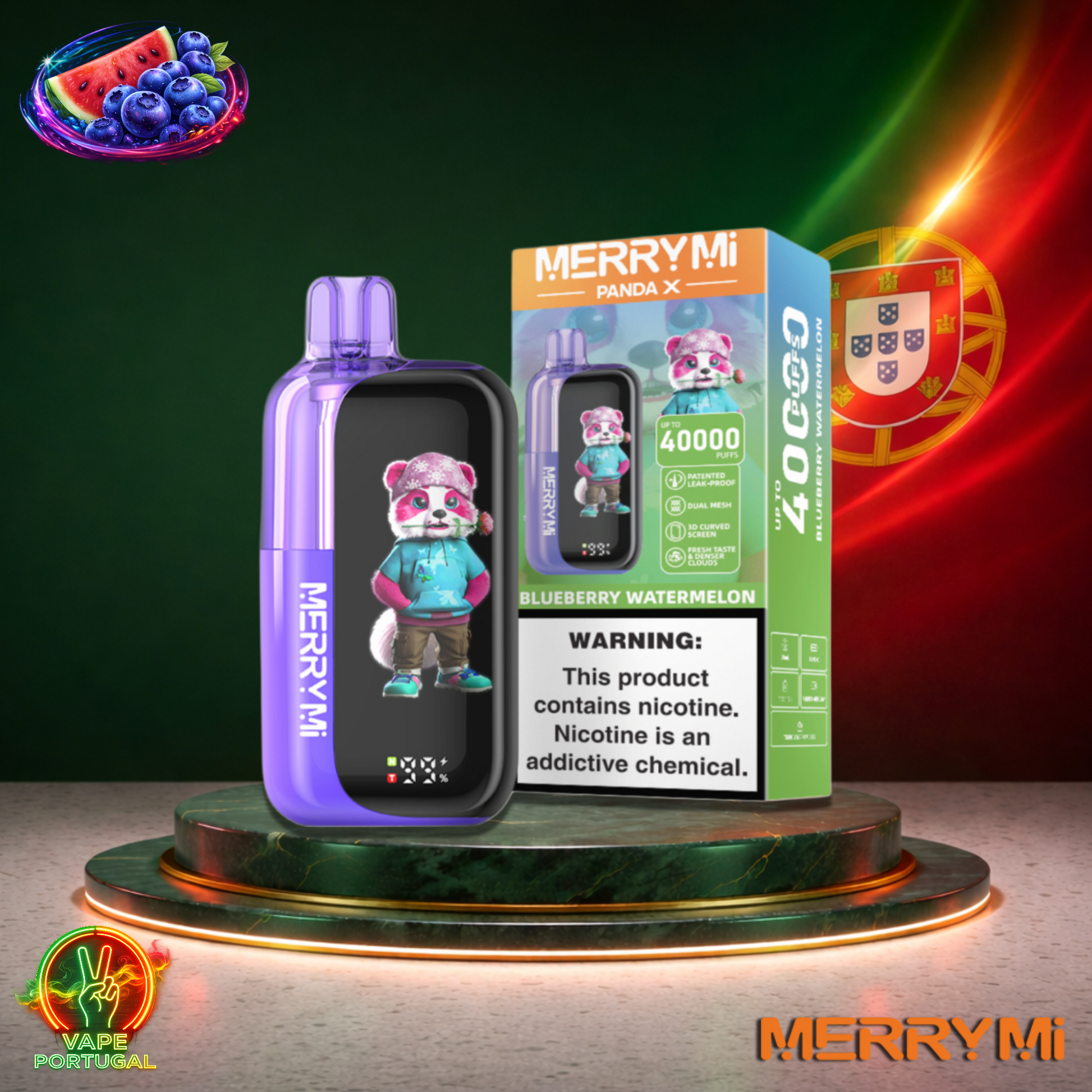 Vape descartável MerryMi Panda X 40K sabor Blueberry Watermelon 40000 puffs 40K tragadas mais barato