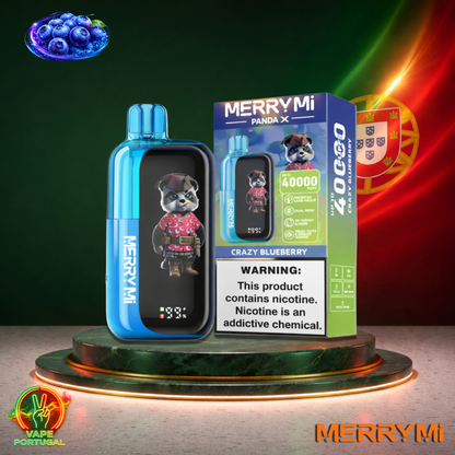 Vape descartável MerryMi Panda X 40K sabor Crazy Blueberry 40000 puffs 40K tragadas mais barato