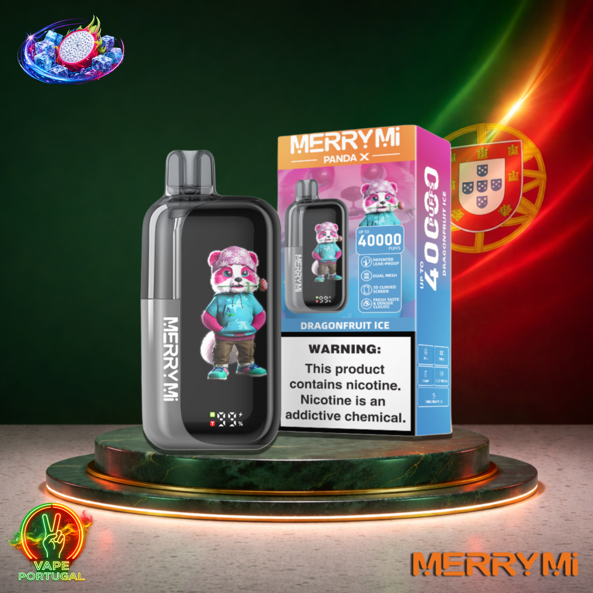 Vape descartável MerryMi Panda X 40K sabor Dragonfruit Ice 40000 puffs 40K tragadas mais barato
