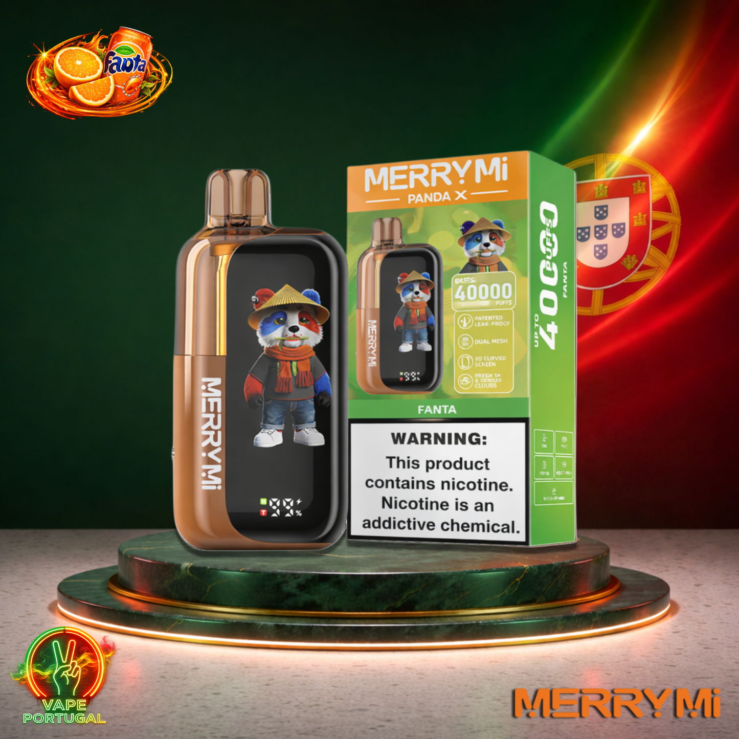 Vape descartável MerryMi Panda X 40K sabor Fanta 40000 puffs 40K tragadas mais barato