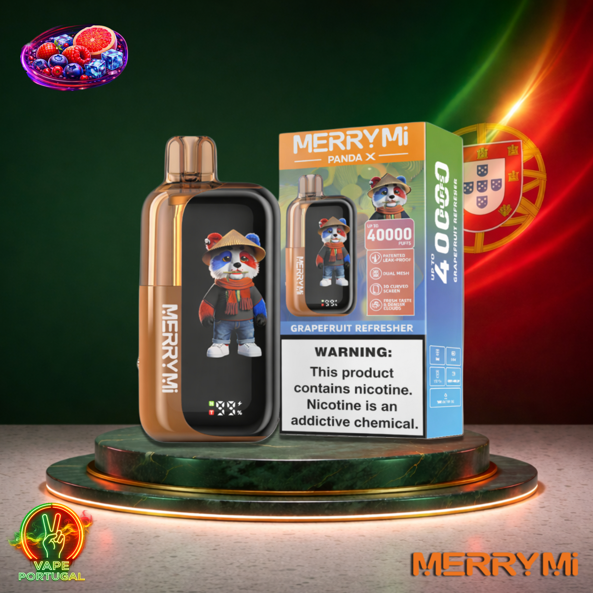 Vape descartável MerryMi Panda X 40K sabor Grapefruit Refresher 40000 puffs 40K tragadas mais barato