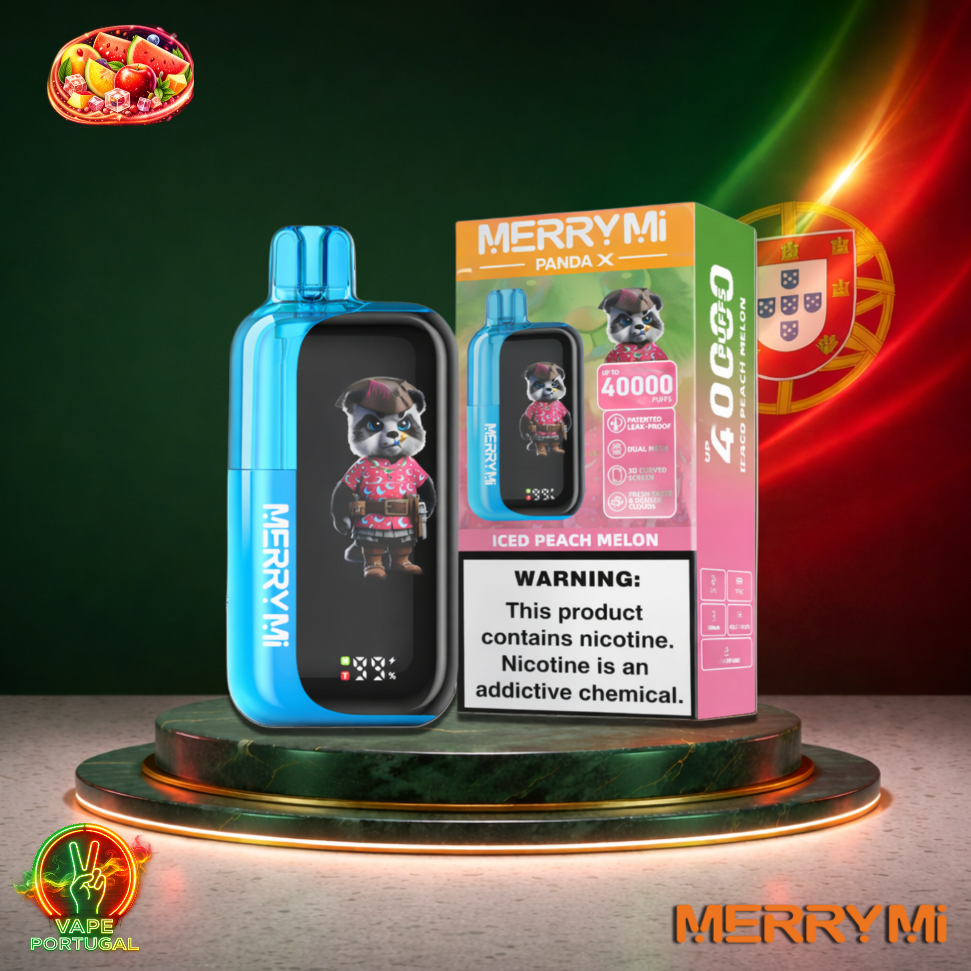 Vape descartável MerryMi Panda X 40K sabor Iced Peach Melon 40000 puffs 40K tragadas mais barato