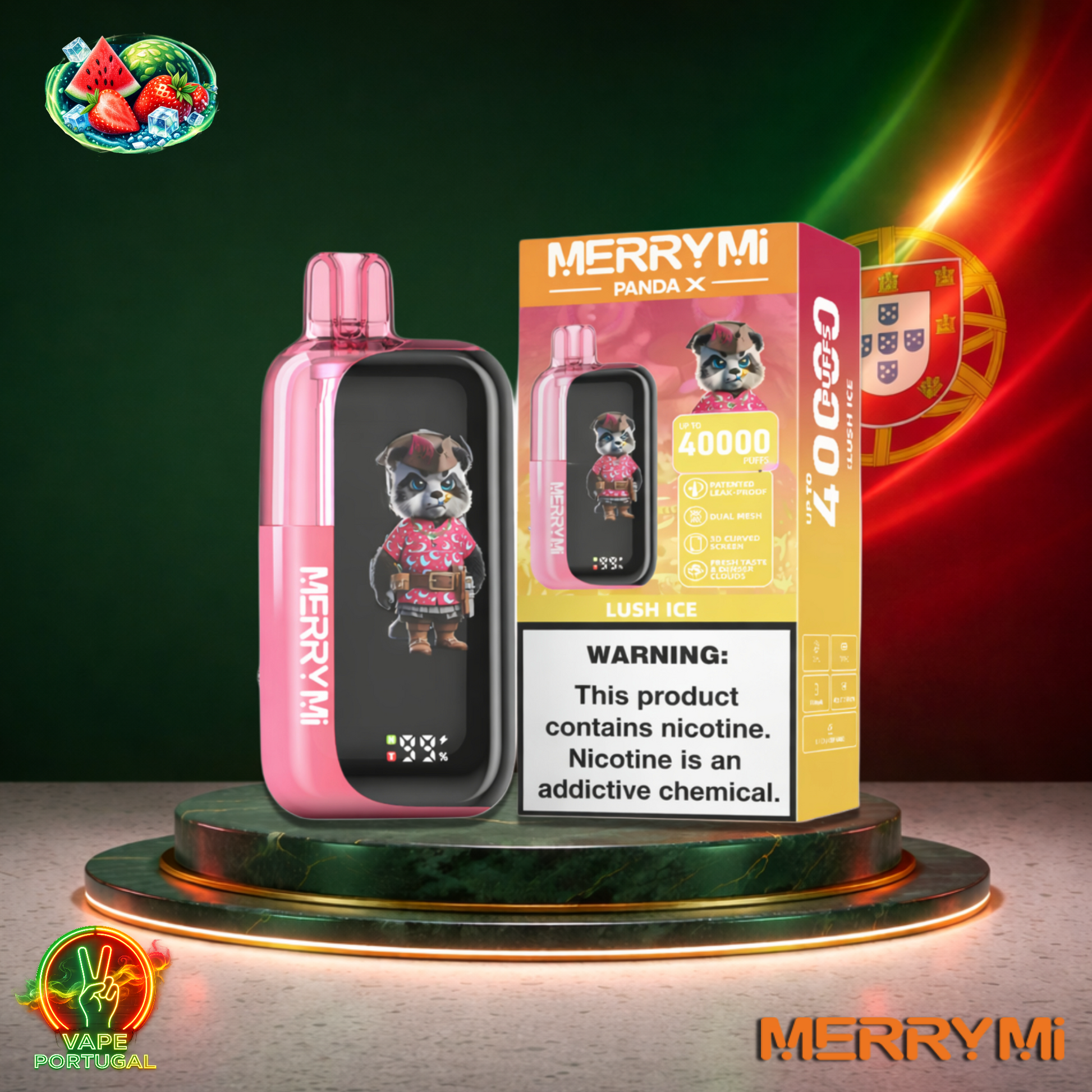 Vape descartável MerryMi Panda X 40K sabor Lush Ice 40000 puffs 40K tragadas mais barato