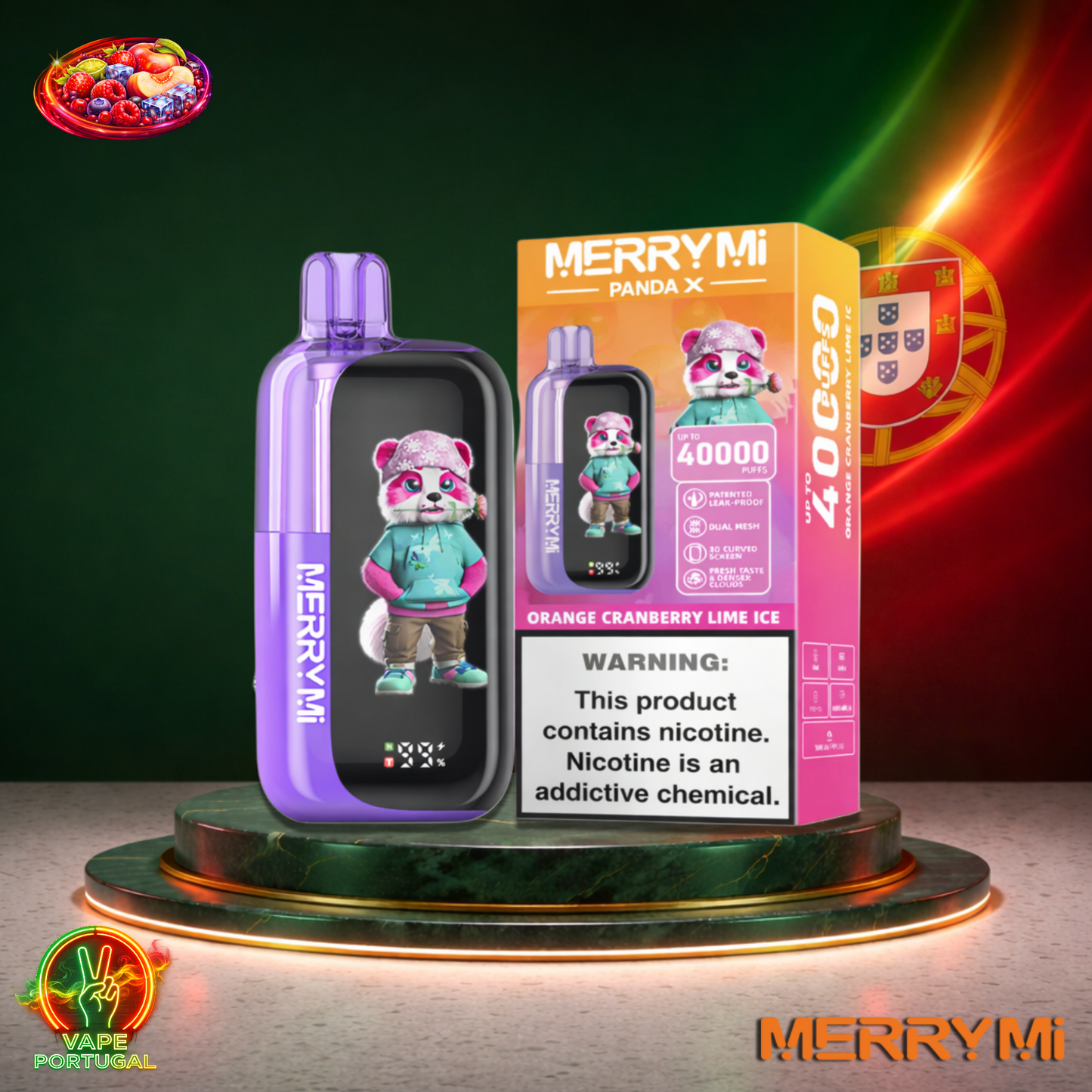 Vape descartável MerryMi Panda X 40K sabor Orange Cranberry Lime Ice 40000 puffs 40K tragadas mais barato