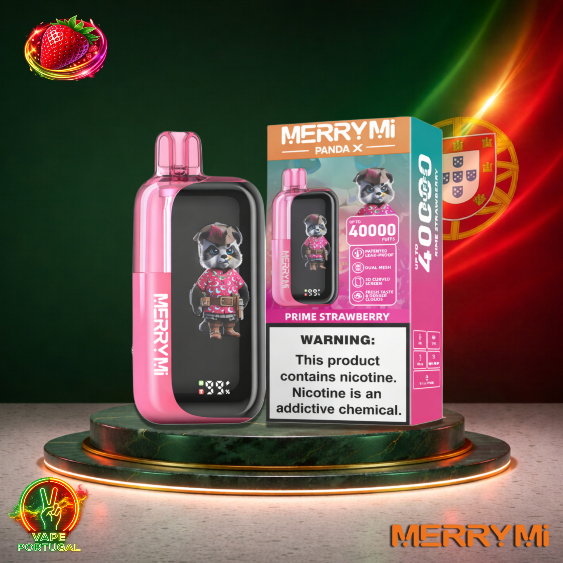 Vape descartável MerryMi Panda X 40K sabor Prime Strawberry 40000 puffs 40K tragadas mais barato