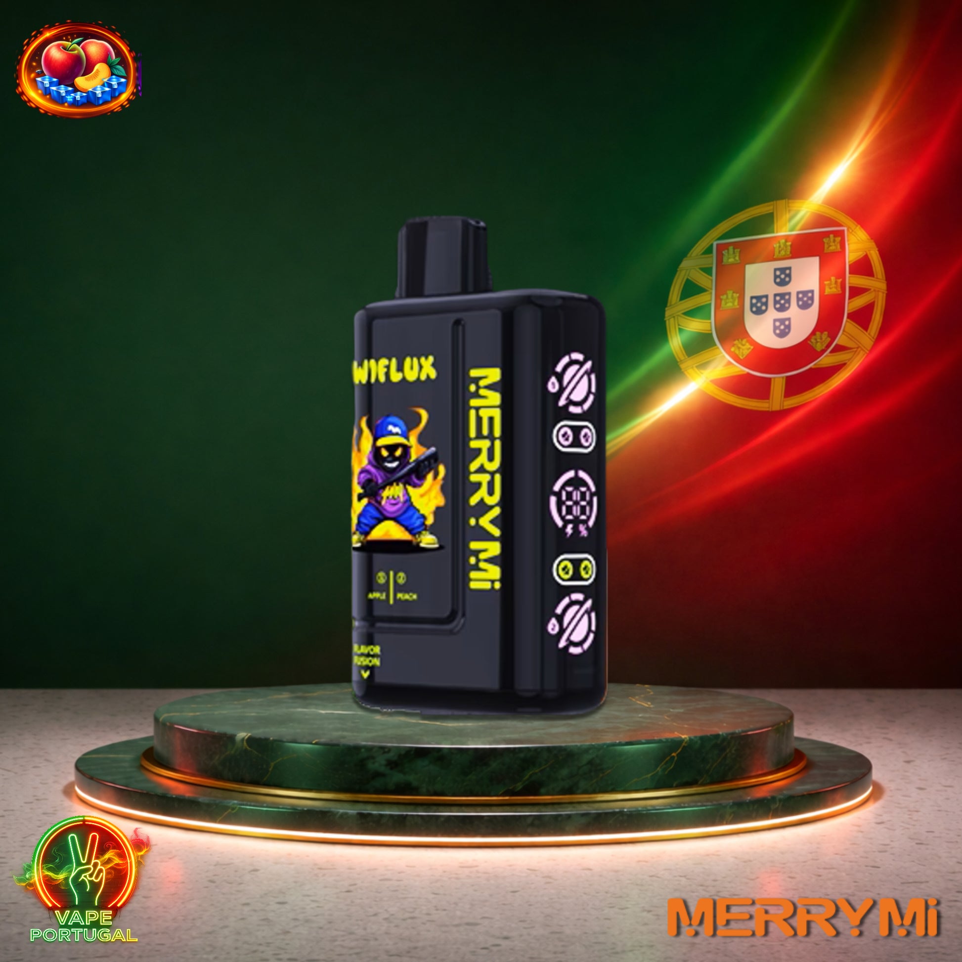Vape descartável MerryMi WiFlux 24K sabor Apple Peach 24000 puffs 24K tragadas mais barato