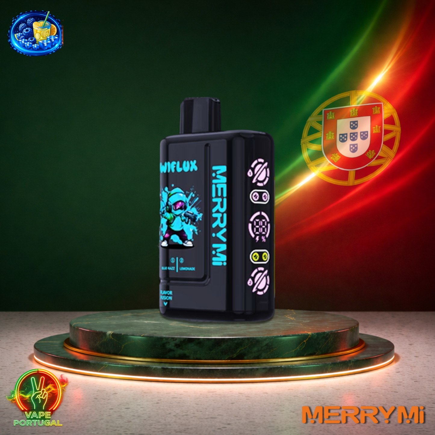 Vape descartável MerryMi WiFlux 24K sabor Blue Razz Lemonade 24000 puffs 24K tragadas mais barato