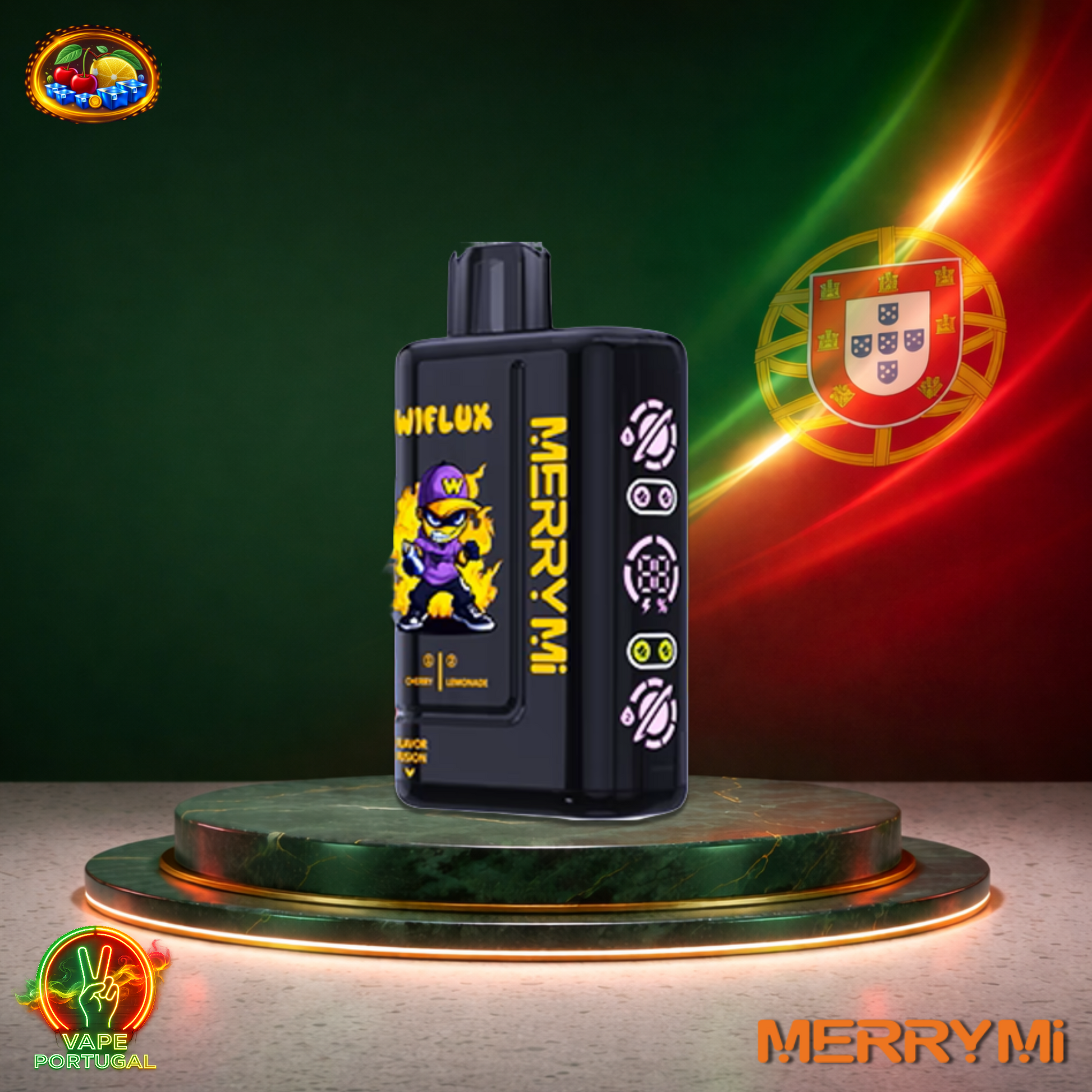 Vape descartável MerryMi WiFlux 24K sabor Blueberry Cherry Lemonade 24000 puffs 24K tragadas mais barato