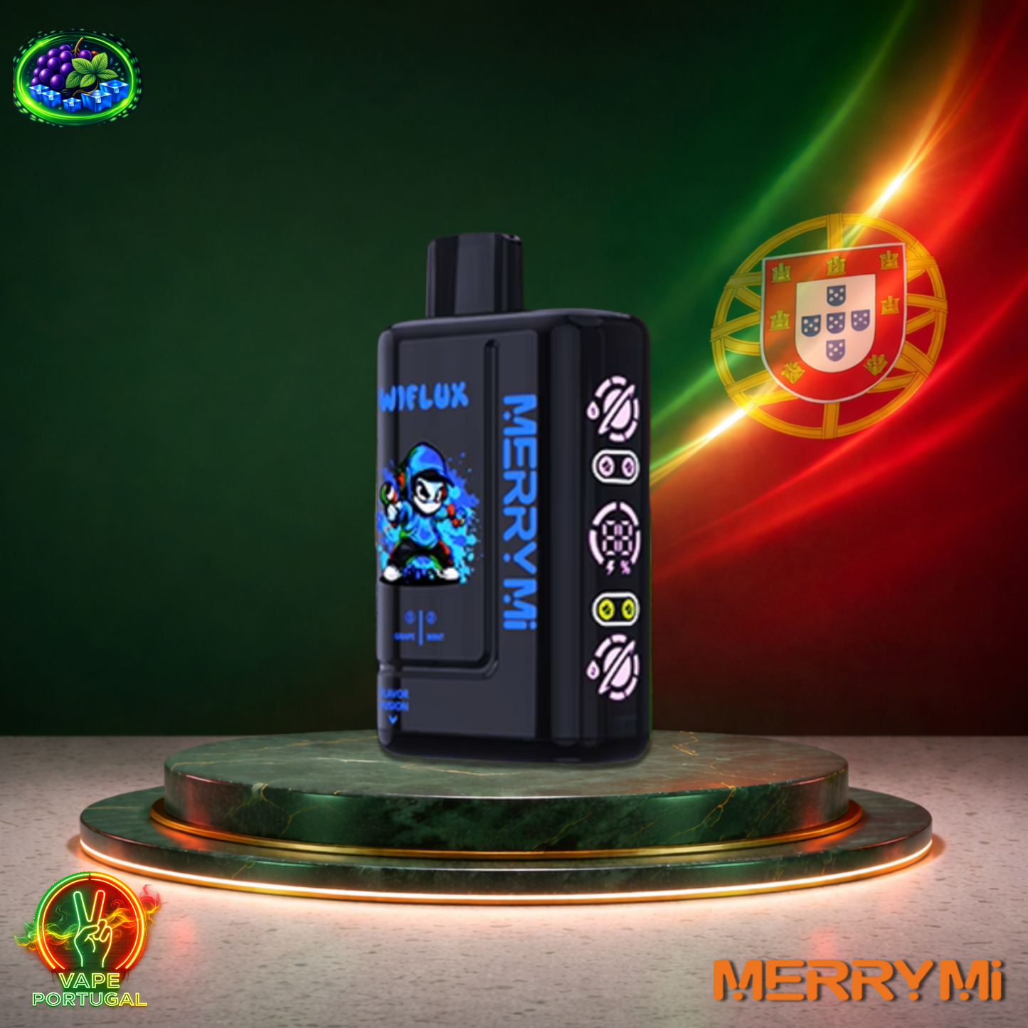 Vape descartável MerryMi WiFlux 24K sabor Grape Mint 24000 puffs 24K tragadas mais barato