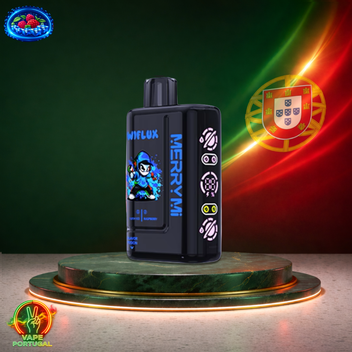 Vape descartável MerryMi WiFlux 24K sabor Lush Ice Raspberry 24000 puffs 24K tragadas mais barato
