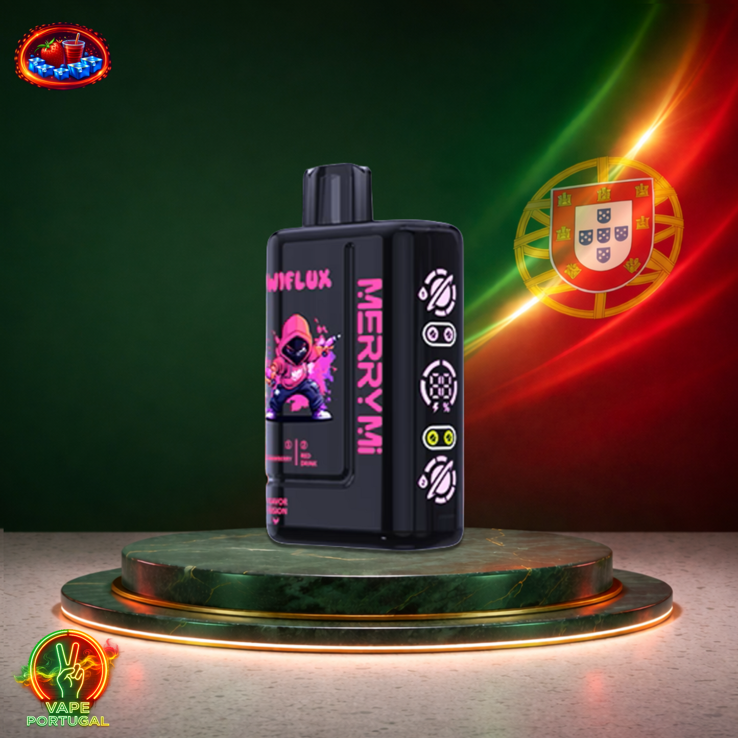 Vape descartável MerryMi WiFlux 24K sabor Strawberry Red Drink 24000 puffs 24K tragadas mais barato