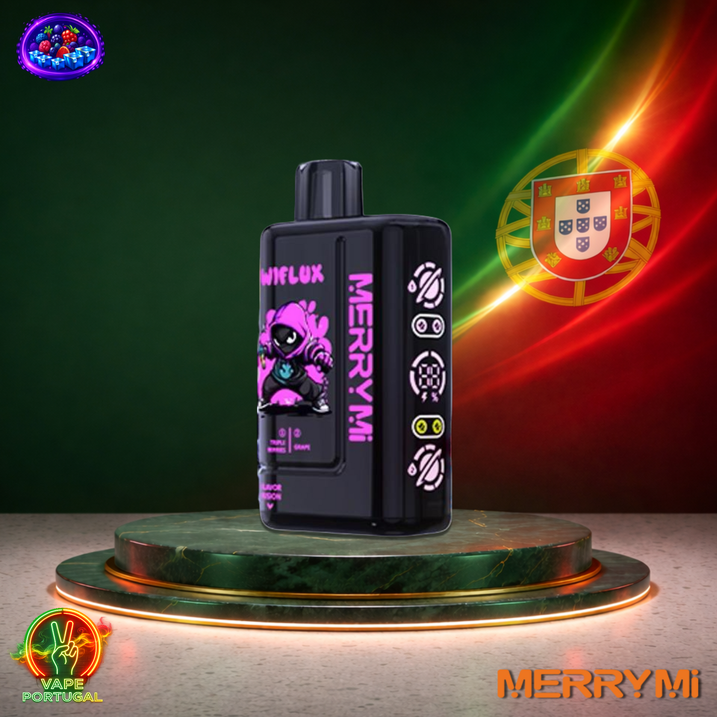 Vape descartável MerryMi WiFlux 24K sabor Triple Berries Grape 24000 puffs 24K tragadas mais barato
