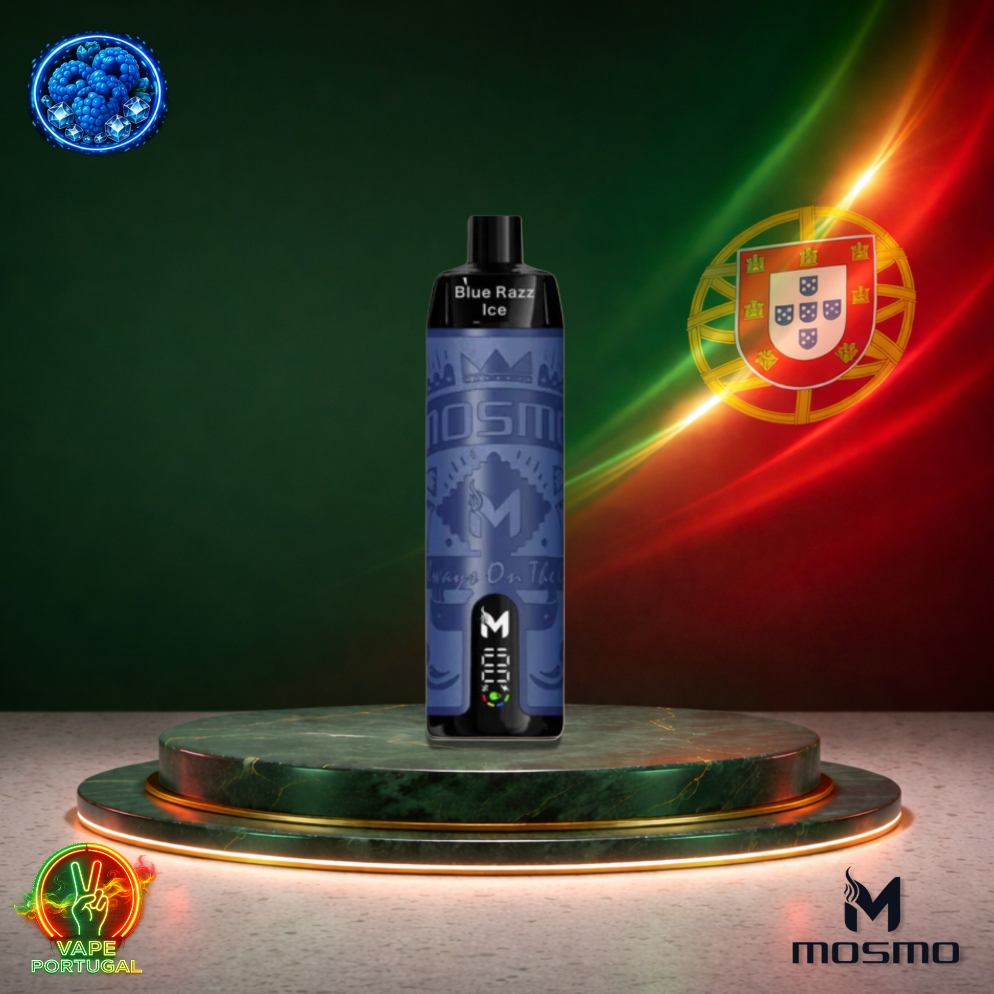 Vape descartável Mosmo Storm X Max 15K sabor Blue Razz Ice 15000 puffs 15K tragadas mais barato