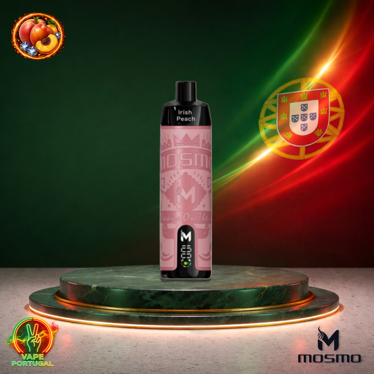 Vape descartável Mosmo Storm X Max 15K sabor Irish Peach 15000 puffs 15K tragadas mais barato