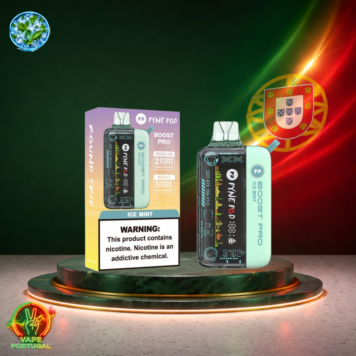 Vape descartável Pyne Pod Boost Pro 20K Ice Mint 20000 puffs comprar em Portugal
