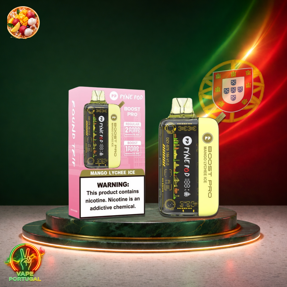 Vape descartável Pyne Pod Boost Pro 20K Mango Lychee Ice 20000 puffs comprar em Portugal