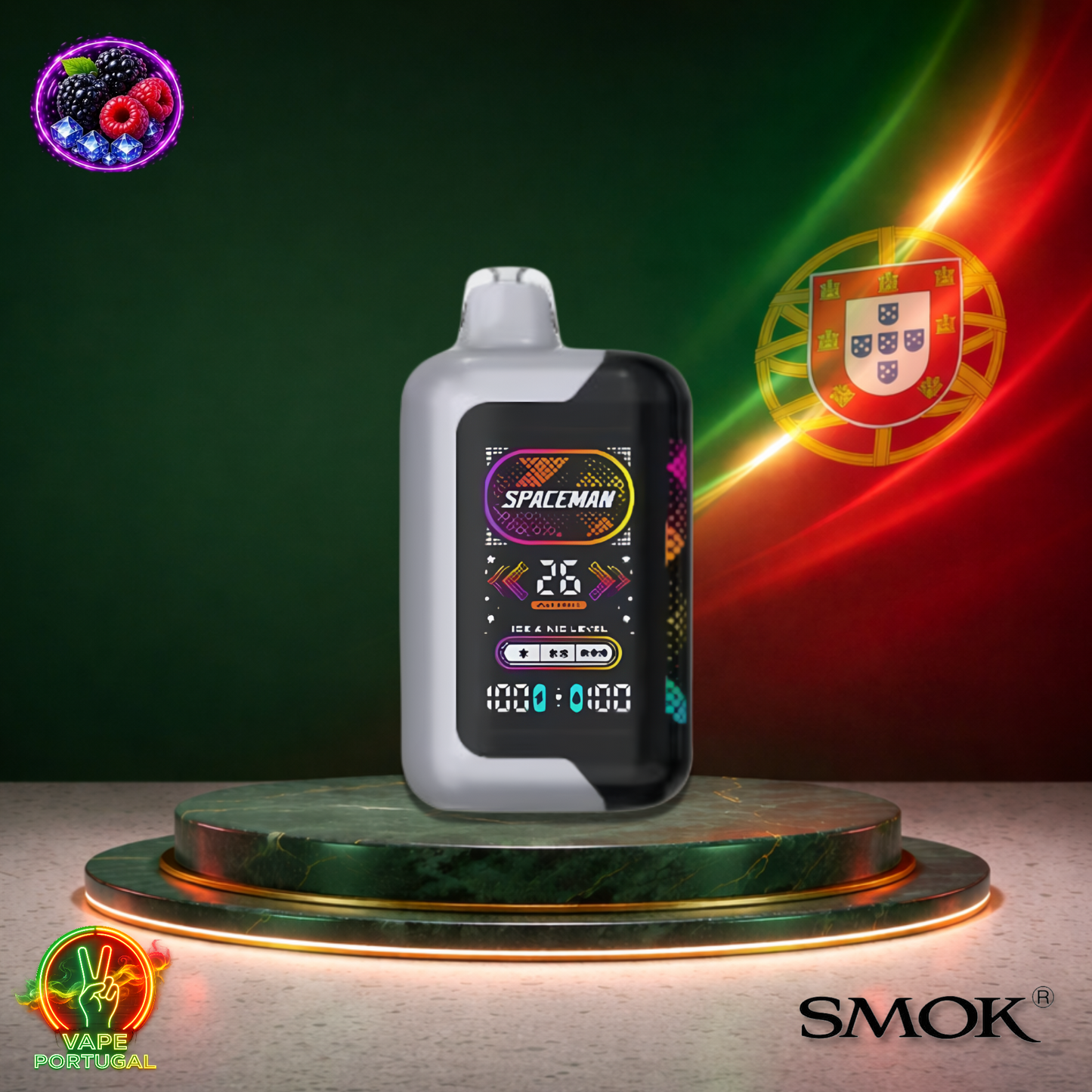 Vape descartável Smok Spaceman 40K sabor Blackberry Razz 40000 puffs 40K tragadas oficial Portugal mais barato