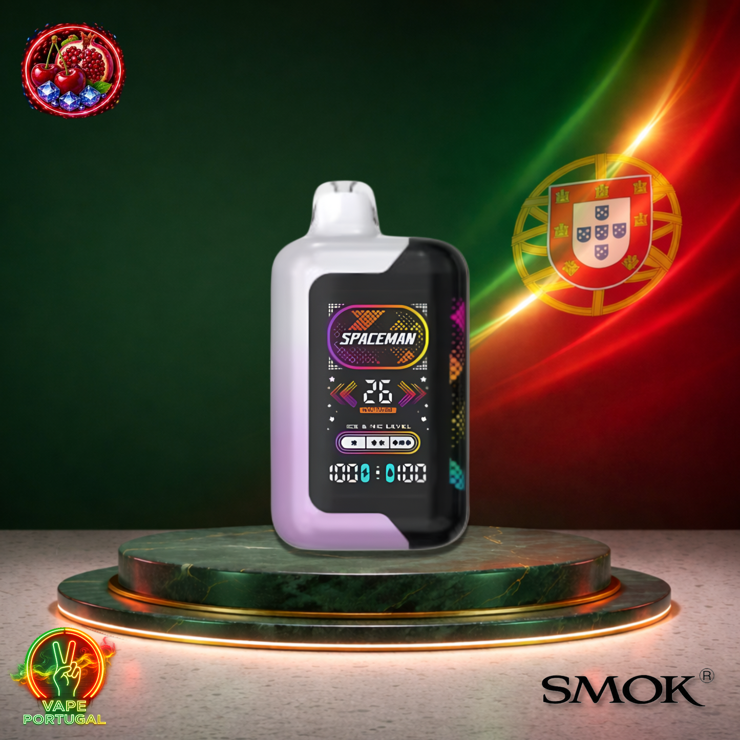 Vape descartável Smok Spaceman 40K sabor Cherry Pomegranate 40000 puffs 40K tragadas oficial Portugal mais barato