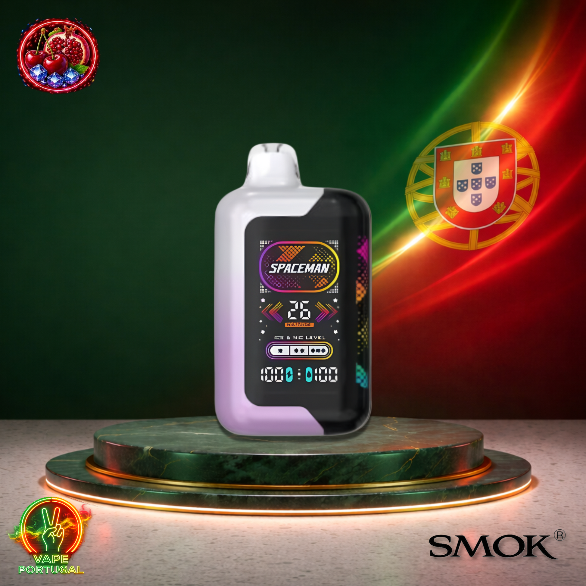 Vape descartável Smok Spaceman 40K sabor Cherry Pomegranate 40000 puffs 40K tragadas oficial Portugal mais barato