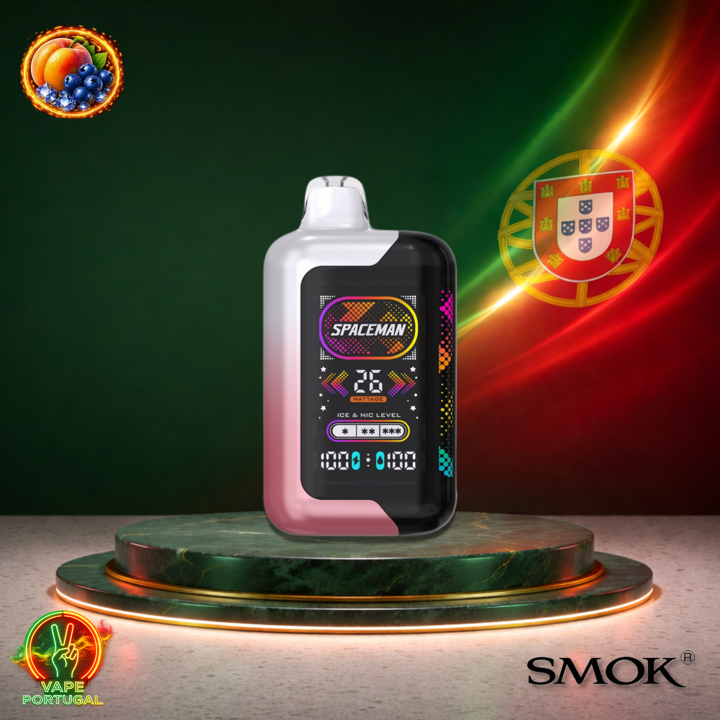 Vape descartável Smok Spaceman 40K sabor Peach Blueberry Candy 40000 puffs 40K tragadas oficial Portugal mais barato