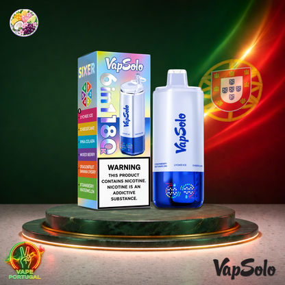 Vape descartável VapSolo 180K Sixer Lychee Cheese Piña Mixed Dragonfruit Strawberry 180000 puffs comprar em Portugal