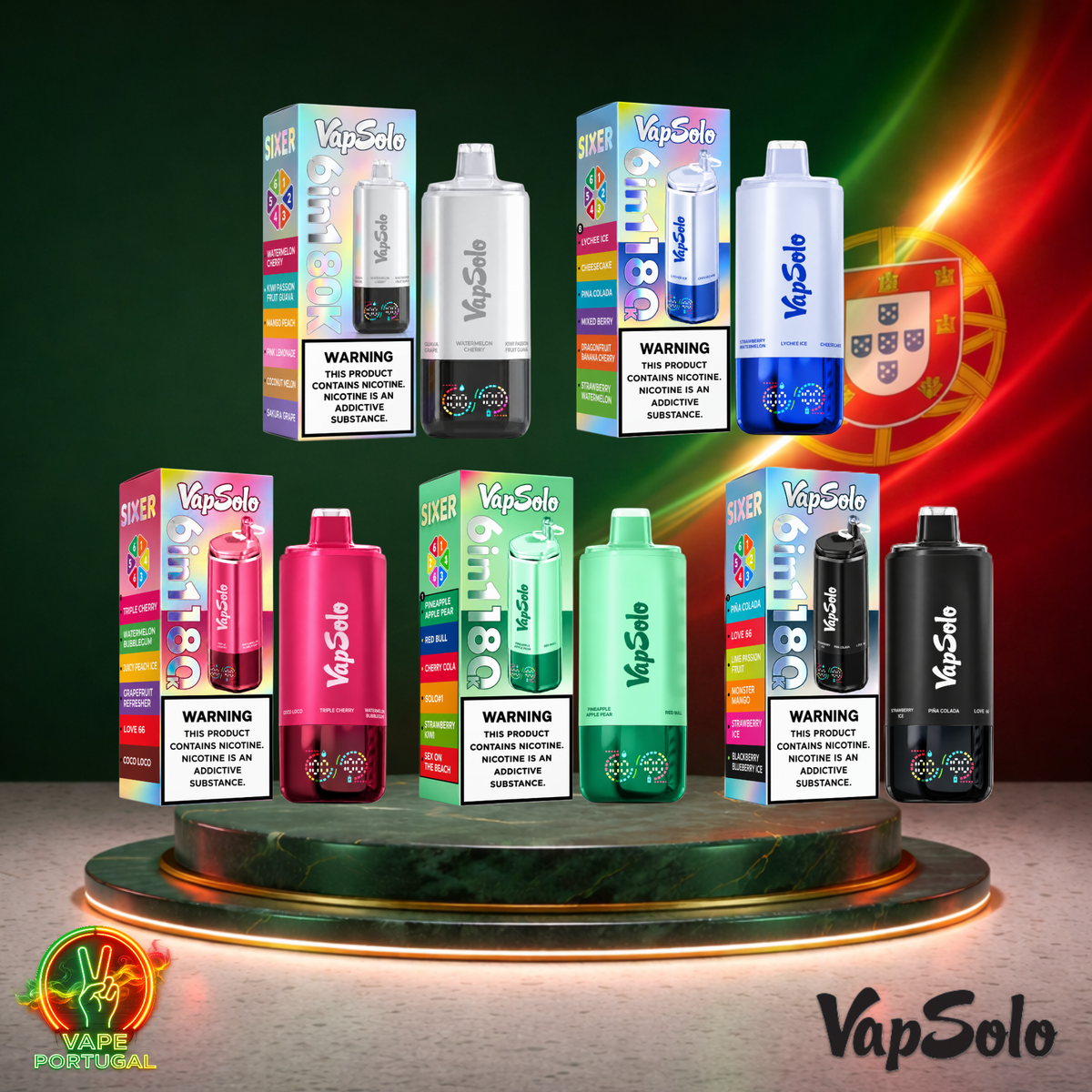 Vape descartável VapSolo 180K Sixer Mix 2 180000 puffs comprar em Portugal