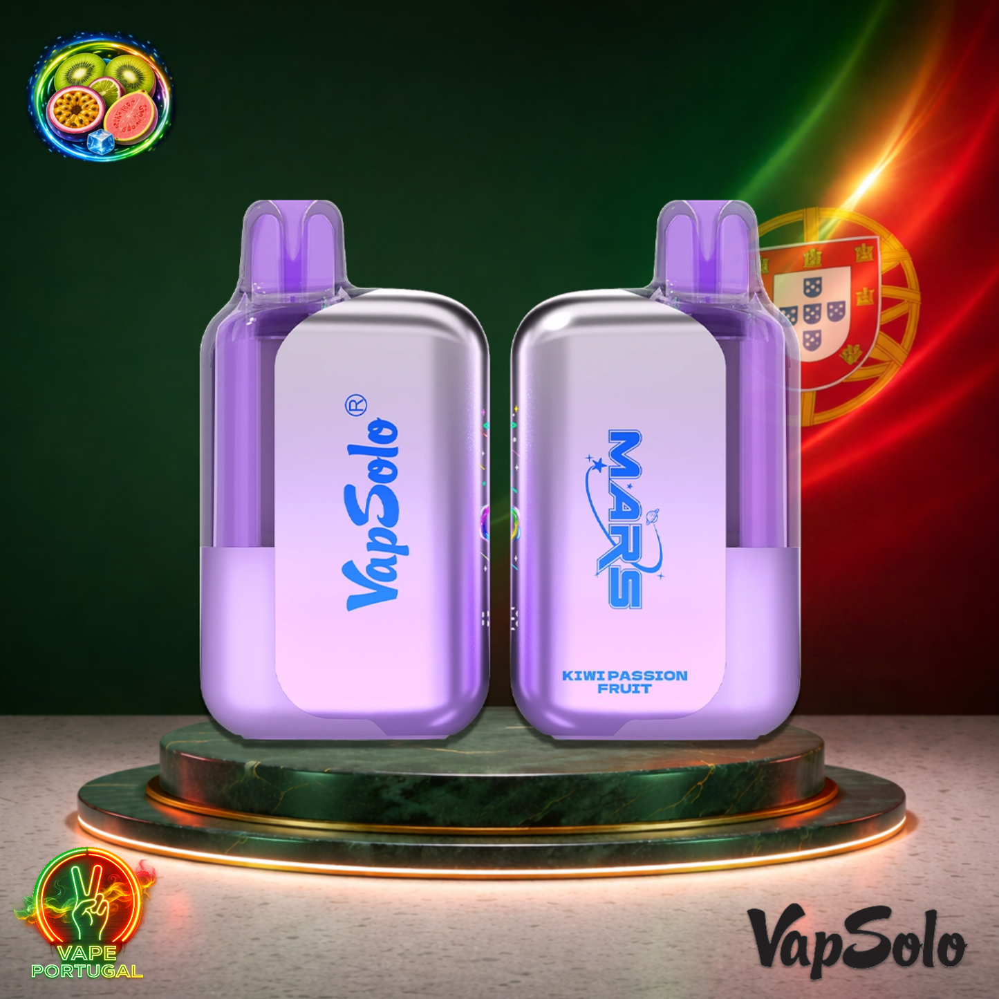 Vape descartável VapSolo Mars 50K sabor Kiwi Passion Fruit com 50000 puffs 50K tragadas mais barato