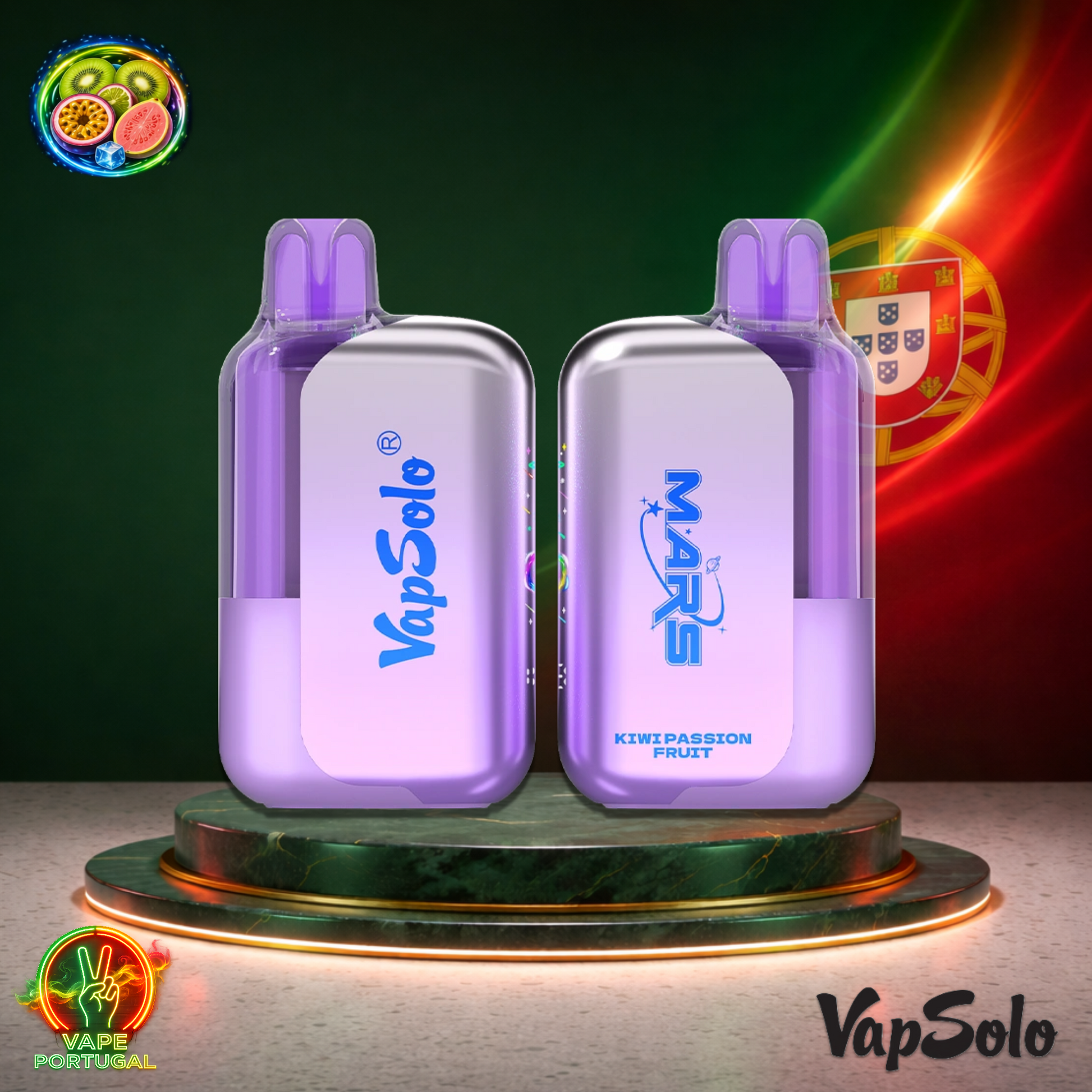 Vape descartável VapSolo Mars 50K sabor Kiwi Passion Fruit com 50000 puffs 50K tragadas mais barato