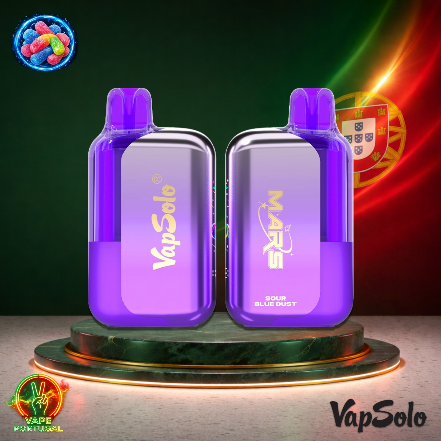 Vape descartável VapSolo Mars 50K sabor Sour Blue Dust com 50000 puffs 50K tragadas mais barato