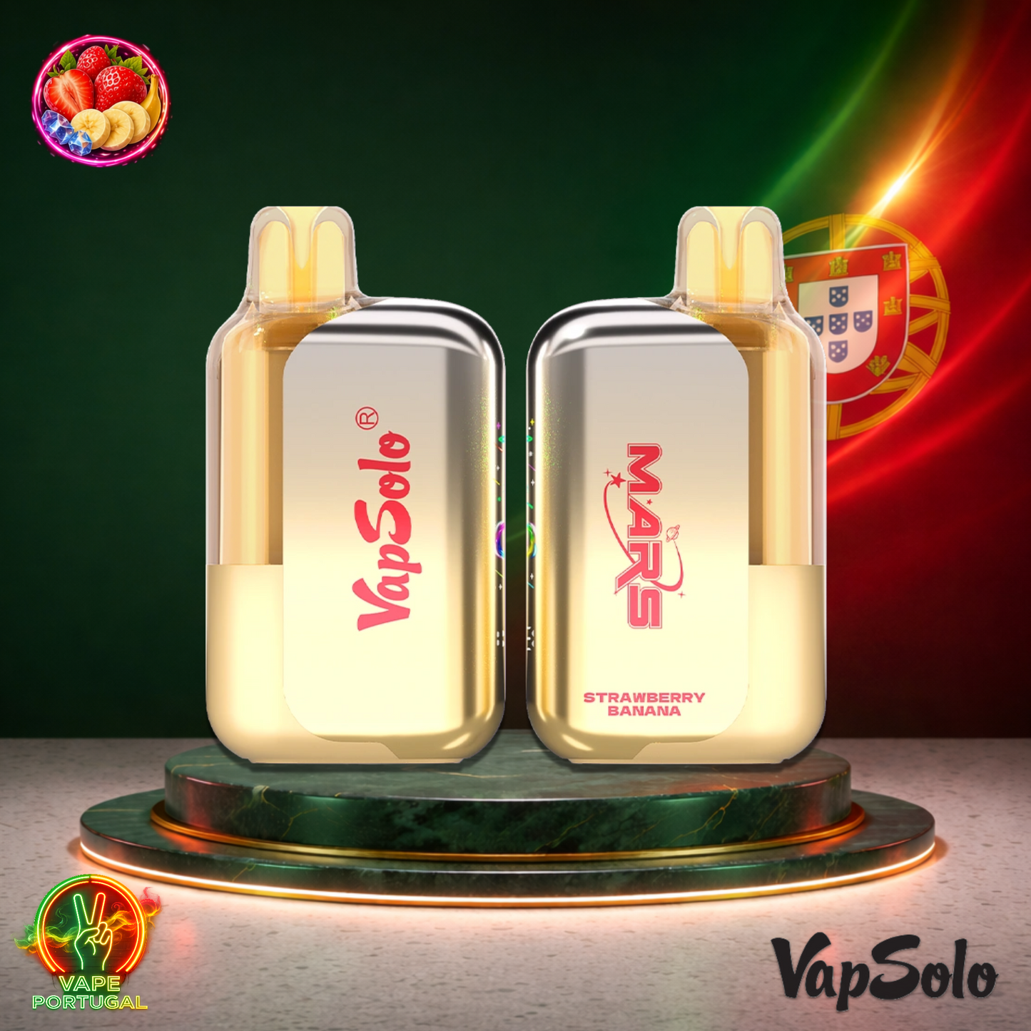 Vape descartável VapSolo Mars 50K sabor Strawberry Banana com 50000 puffs 50K tragadas mais barato