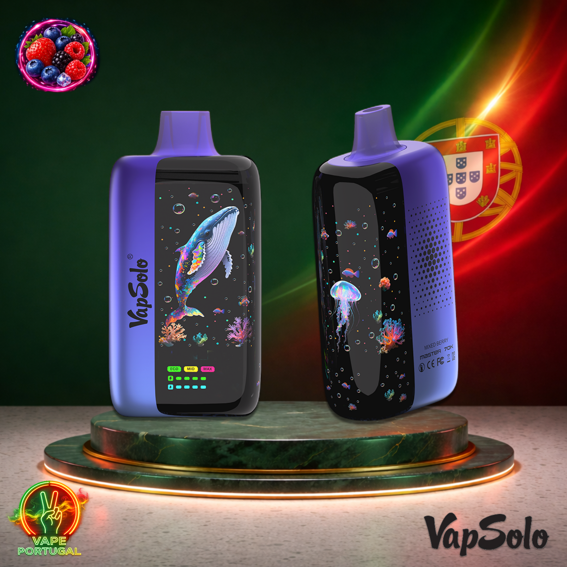 Vape descartável VapSolo Master 70K sabor Mixed Berry 70000 puffs 70K tragadas mais barato