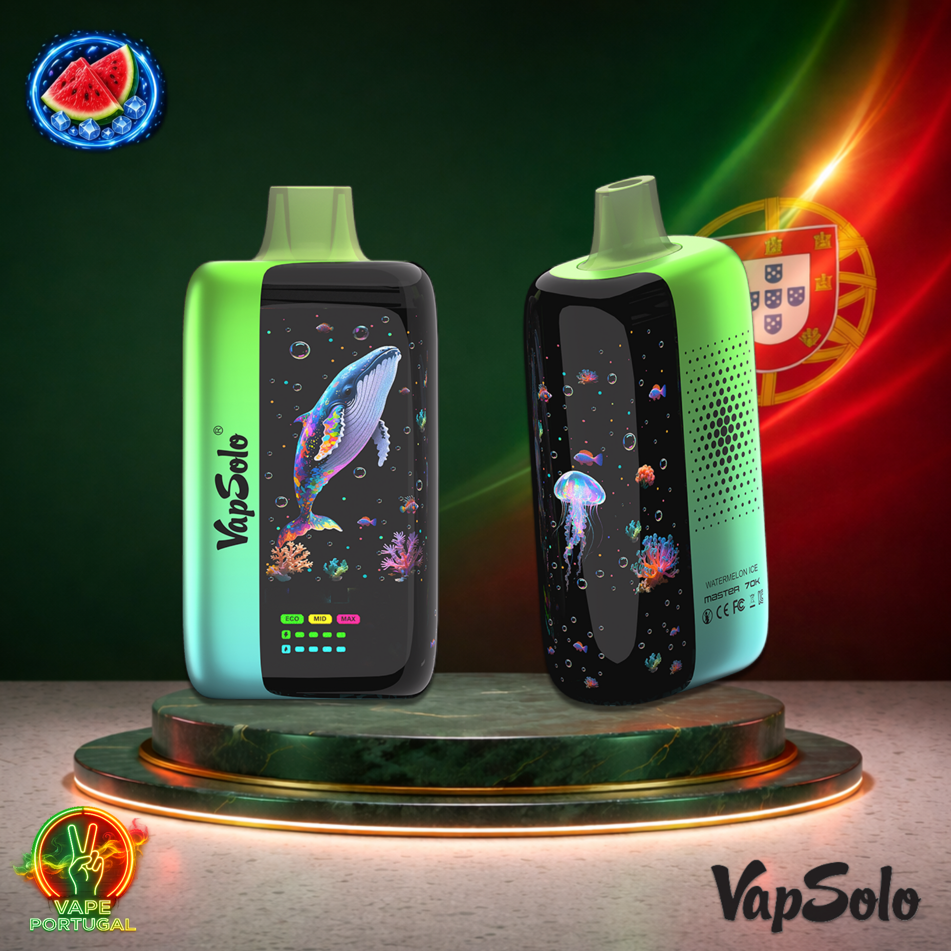 Vape descartável VapSolo Master 70K sabor Watermelon Ice 70000 puffs 70K tragadas mais barato