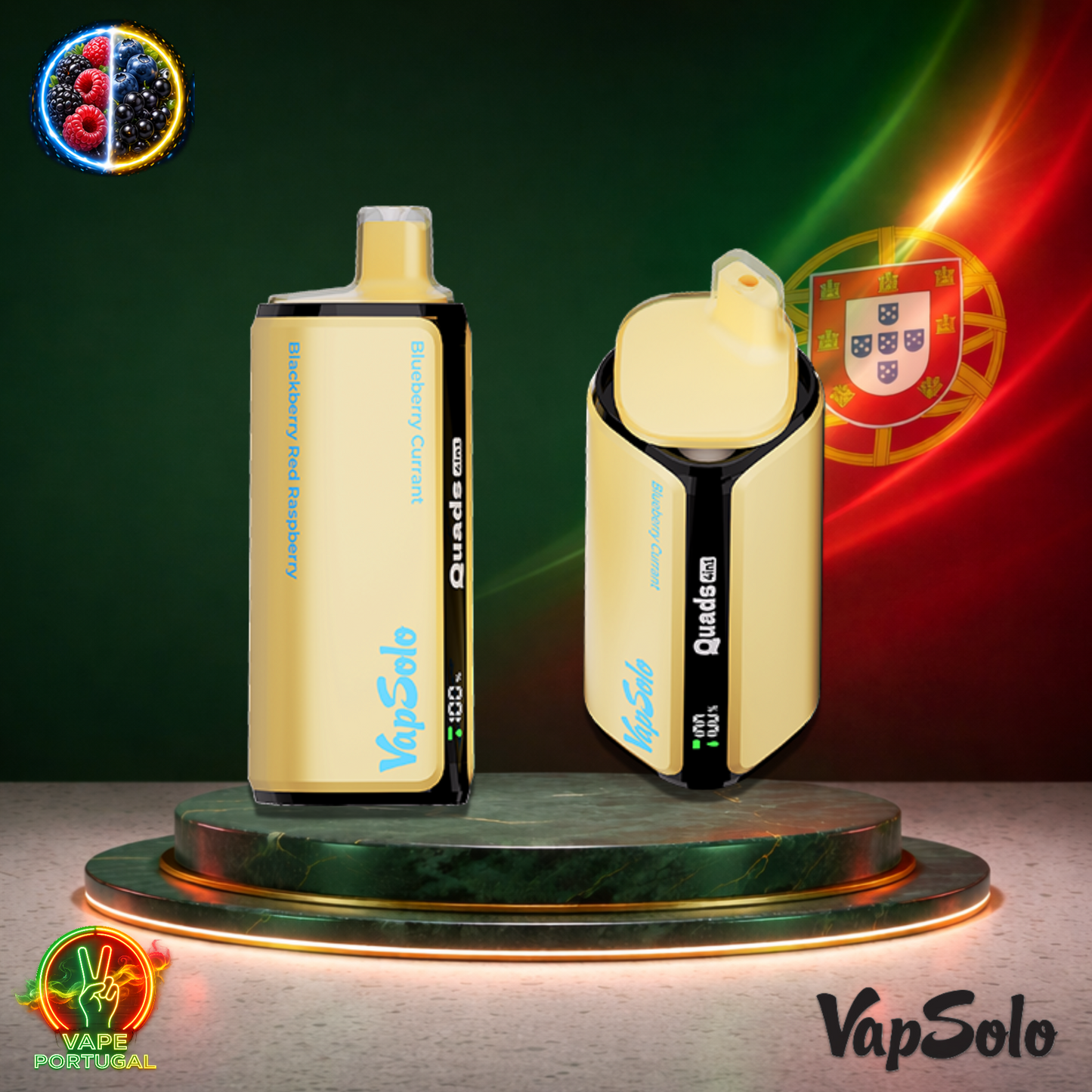 Vape descartável VapSolo Quads 80K sabor Blackberry Red Raspberry Blueberry Currant 80000 puffs 80K tragadas mais barato