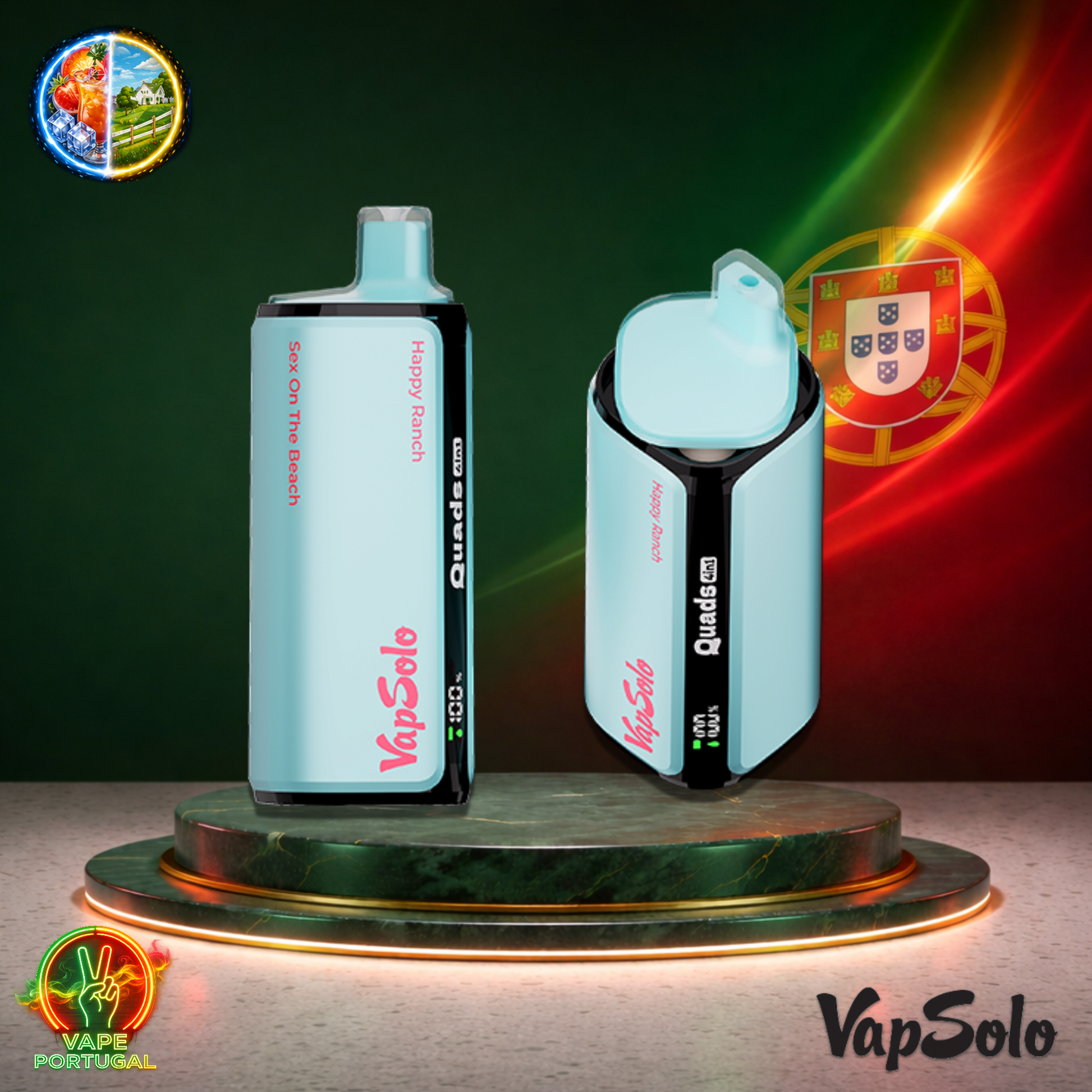 Vape descartável VapSolo Quads 80K sabor Sex On The Beach Happy Ranch 80000 puffs 80K tragadas mais barato
