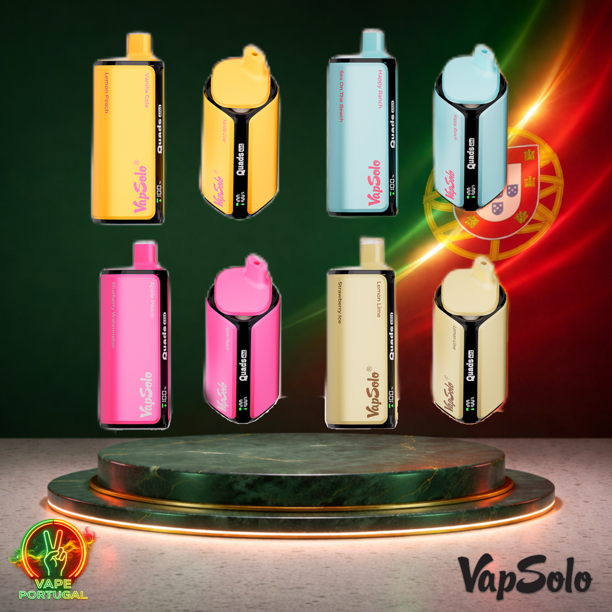 Vape descartável VapSolo Quads 80K sabor Vários Sabores 80000 puffs 80K tragadas mais barato